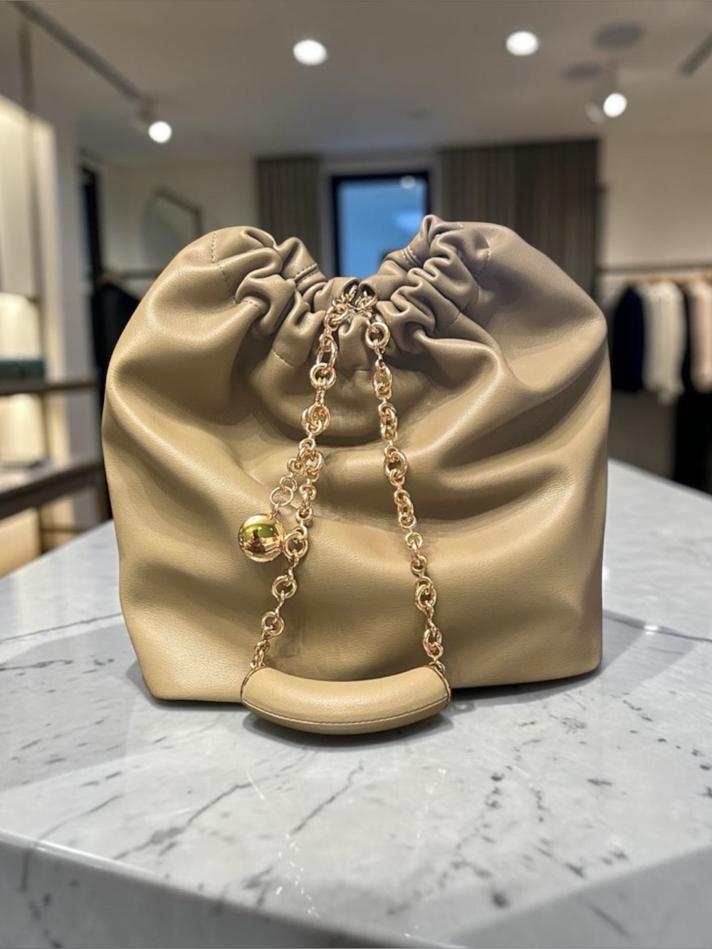 Elegant Tan Chain Strap Women's Bag